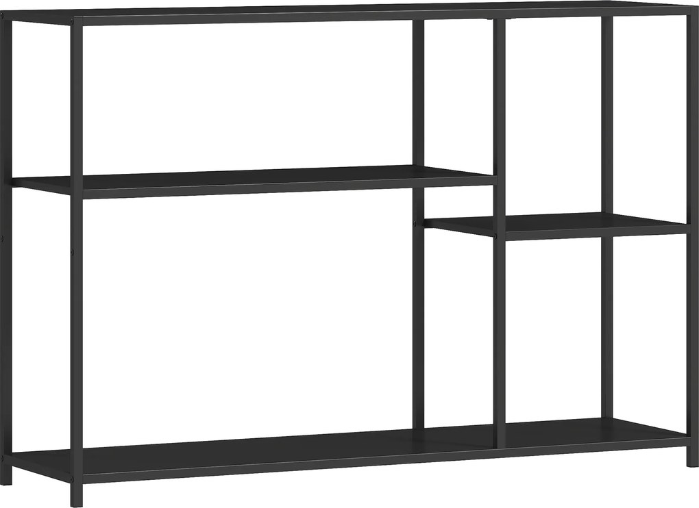 HOMCOM Stół Konsolowy, 4 Poziomy, Rama ze Stali, do Przedpokoju, Salonu, Czarny