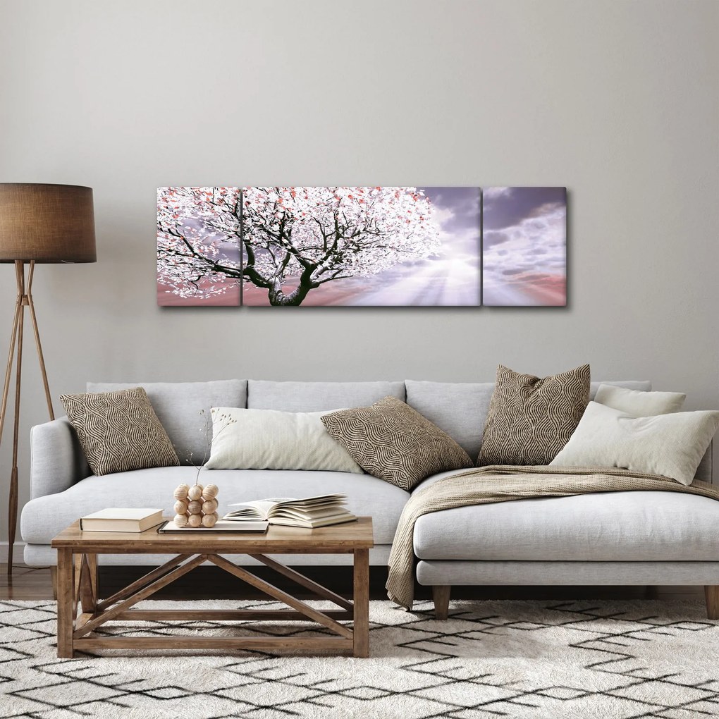 Czerwony obraz drzewa (170x50 cm)