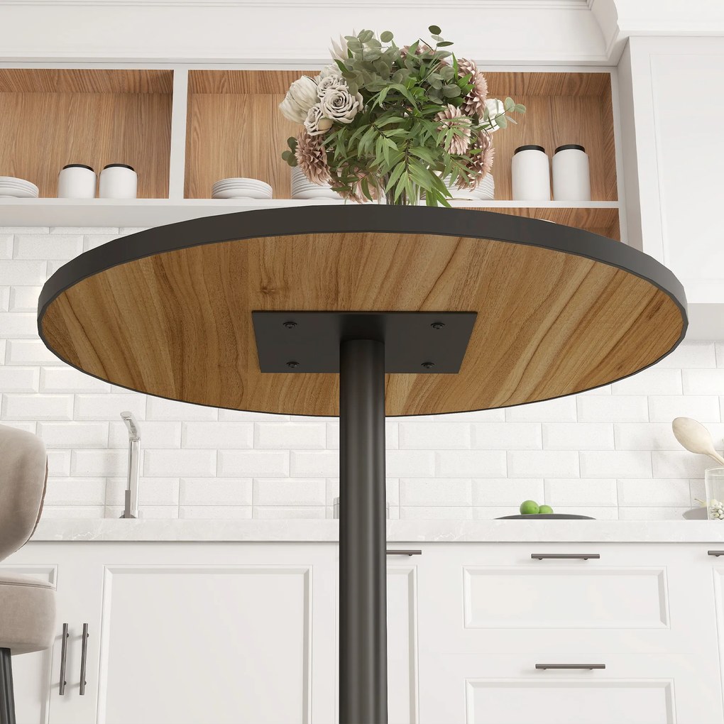 HOMCOM Okrągły Stół Jadalniany, Wykończenie Pod Dąb, Kompaktowy Design, dla 2-4 Osób, Dąb