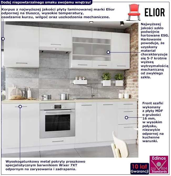 Zestaw białych szafek kuchennych 8 sztuk 240 cm K5-H11