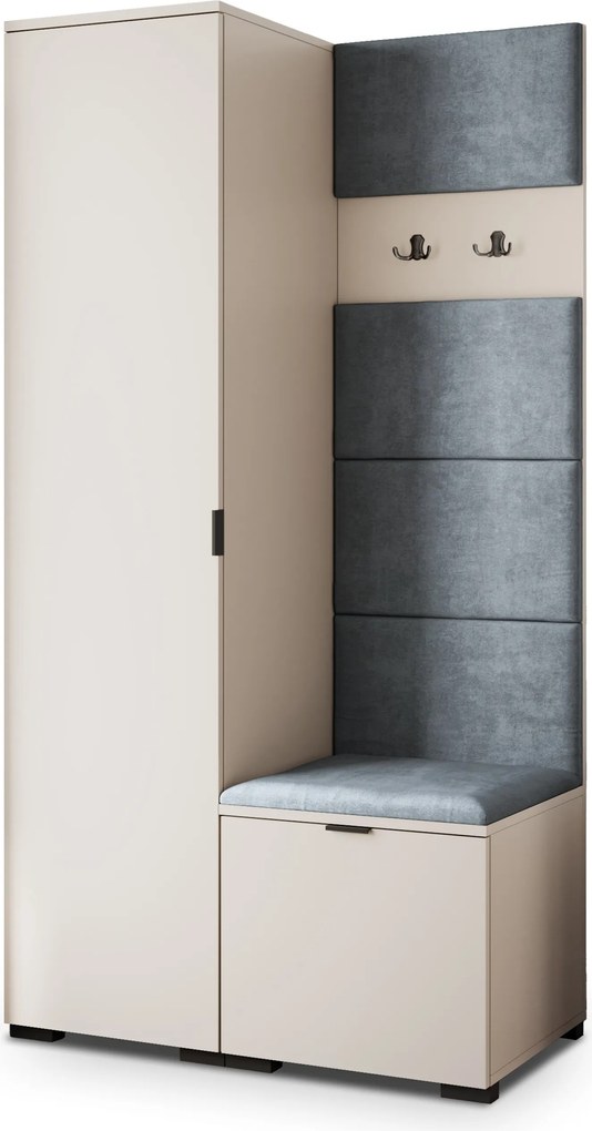 Masseno Garderoba LORI 95/181/51 cm Nowoczesna Szafa do Przedpokoju Kaszmir, MONOLITH 85 (Szary)