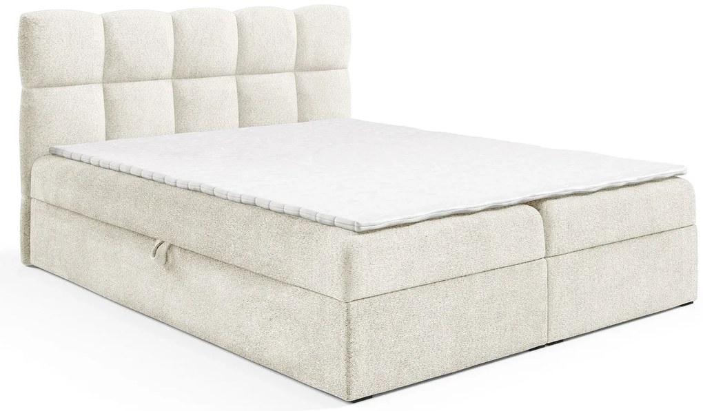 Kremowe łóżko kontynentalne z zagłówkiem 5 rozmiarów E3-D61