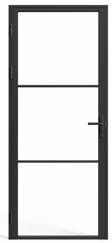 Drzwi kompletne dwustronne z aluminium i szkła hartowanego - wys. 204 x szer. 83 cm - MASERU