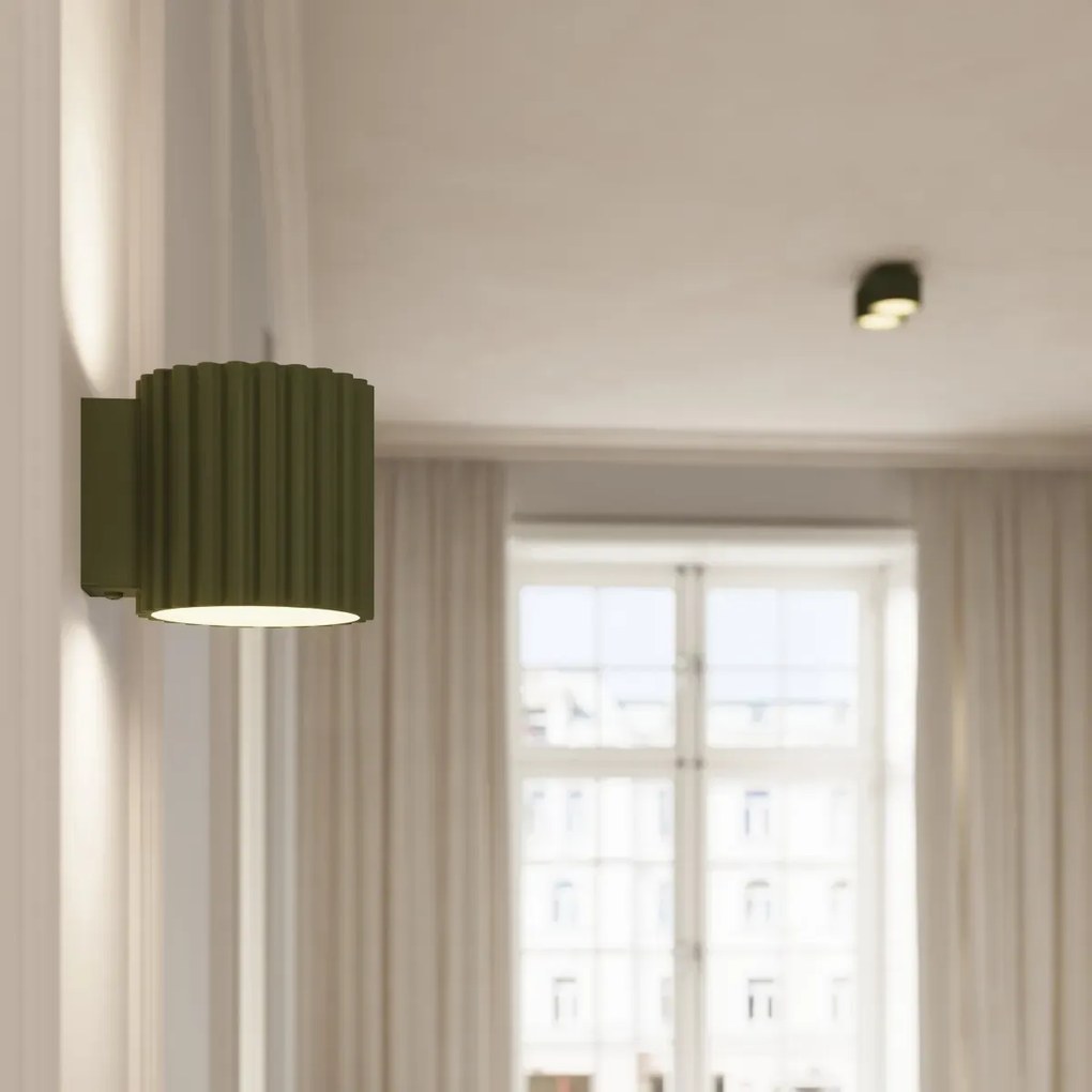 Plafon dwupunktowy AURA 2 zielony oliwkowy GX53 ryflowany SOLLUX  LIGHTING