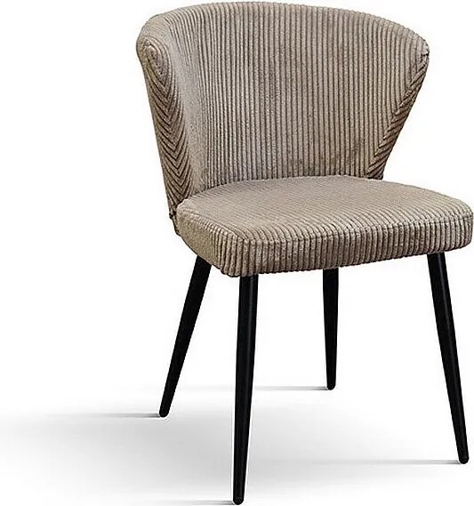 Zestaw 2 krzeseł z tkaniny z efektem aksamitu w kolorze gołębiej szarości, nogi w kolorze antracytowym - MANTES