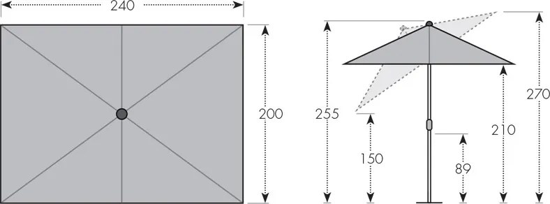 Derby BASIC LIFT NEO parasol ogrodowy 250 x 200 cm antracyt