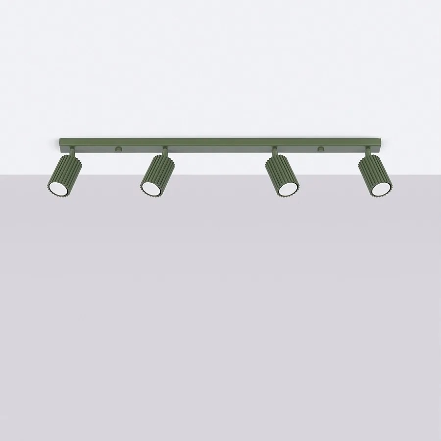 Lampa sufitowa minimalistyczny Gloow, aluminium - 4 źródło światła 4000K - L.81 x H.16.5 cm - zielony oliwkowy