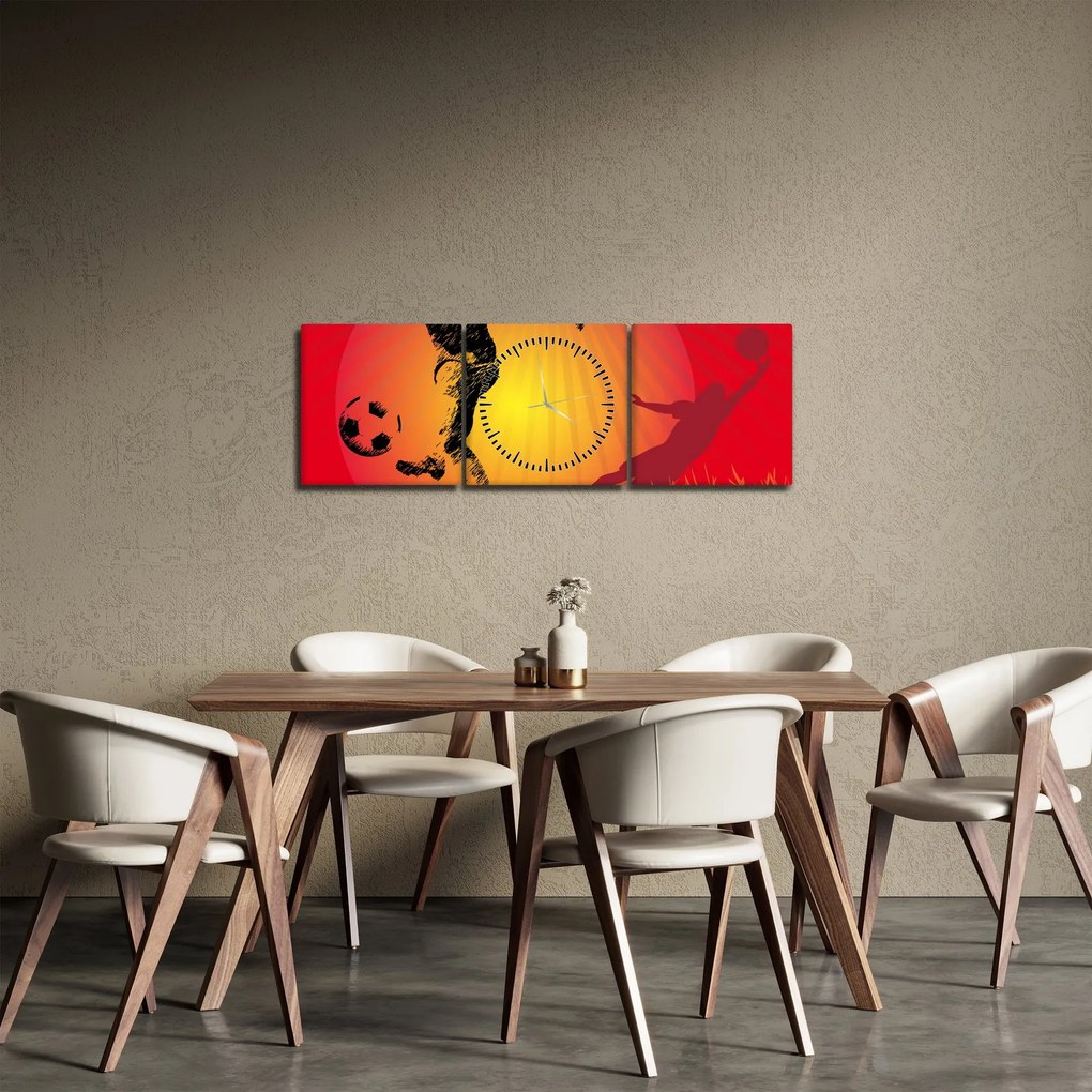 Obraz - Piłka nożna (z zegarem) (90x30 cm)
