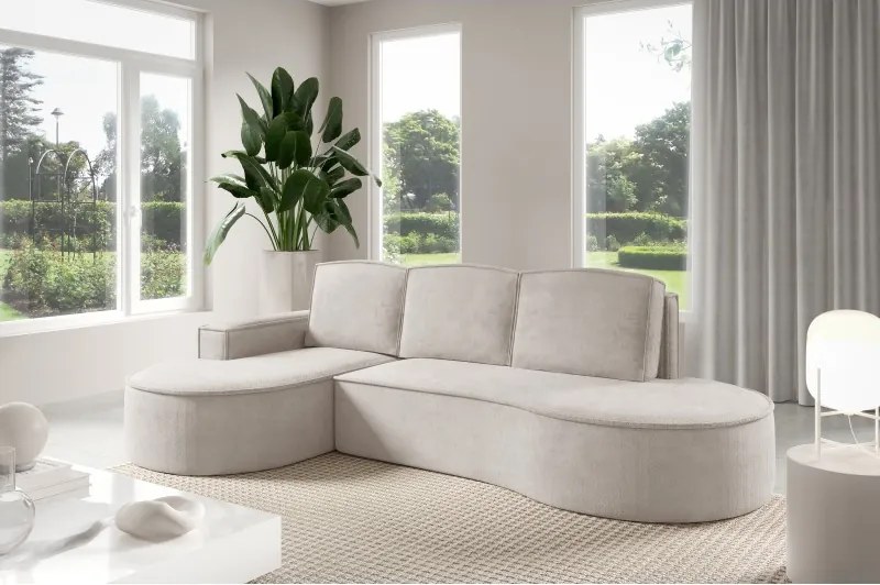 Narożnik MOLLY Lewostronny z funkcją spania, wolnostojący tkanina CURIO 02 Biały