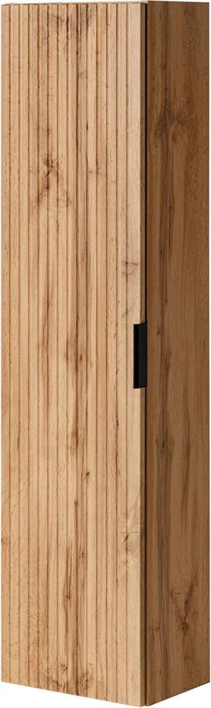 Szafka łazienkowa wisząca słupek w kolorze naturalnego drewna 35 x 25 x 140 cm ASTROS Light Oak