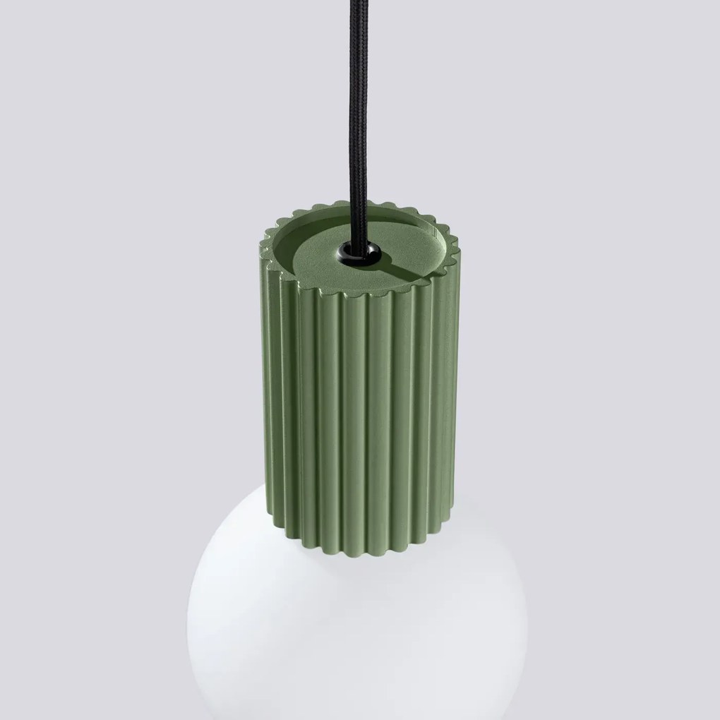 Lampa wisząca HALO 1 zielona oliwka ryflowana SOLLUX LIGHTING