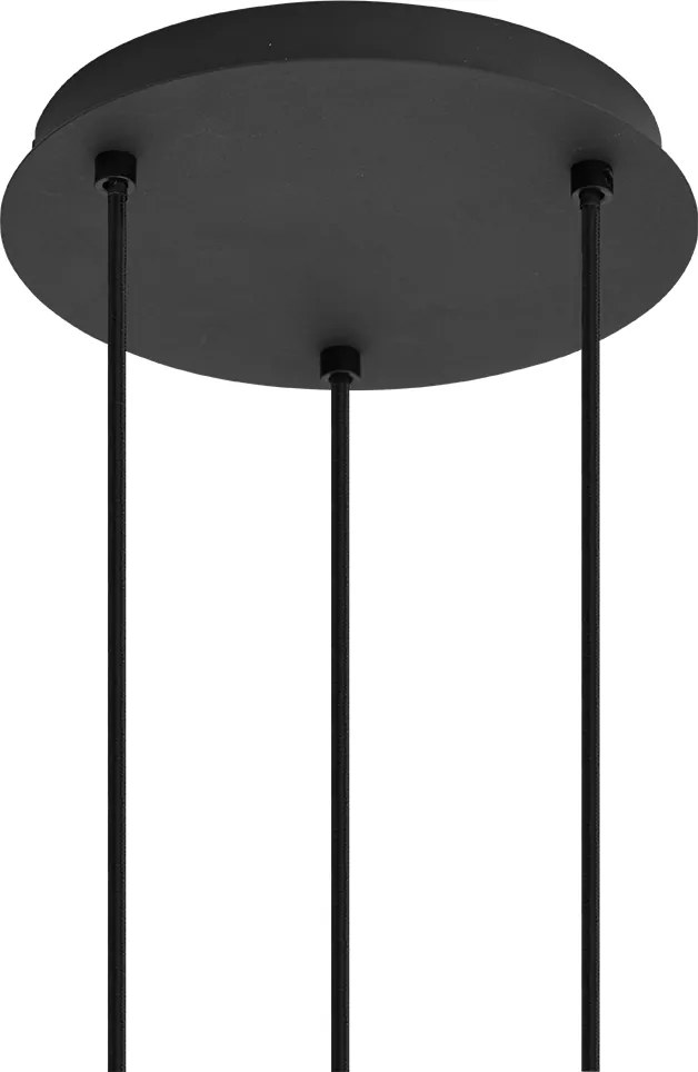 Lampa wisząca art deco czarna z przydymionym szkłem okrągła 3-światłowa - Vidro