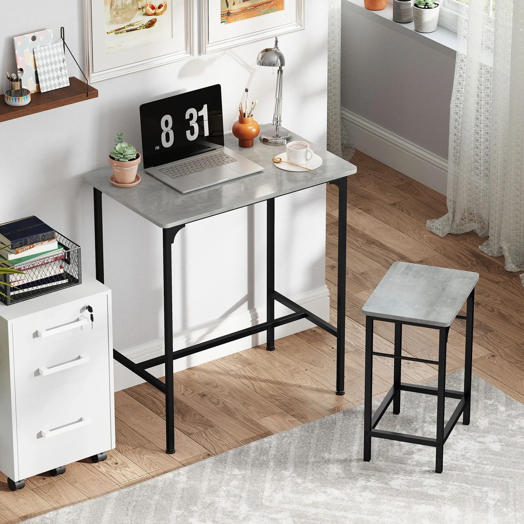 Zestaw do baru HOMCOM z stołkami - Stół z 2 krzesłami z antypoślizgowymi podkładkami, Szary