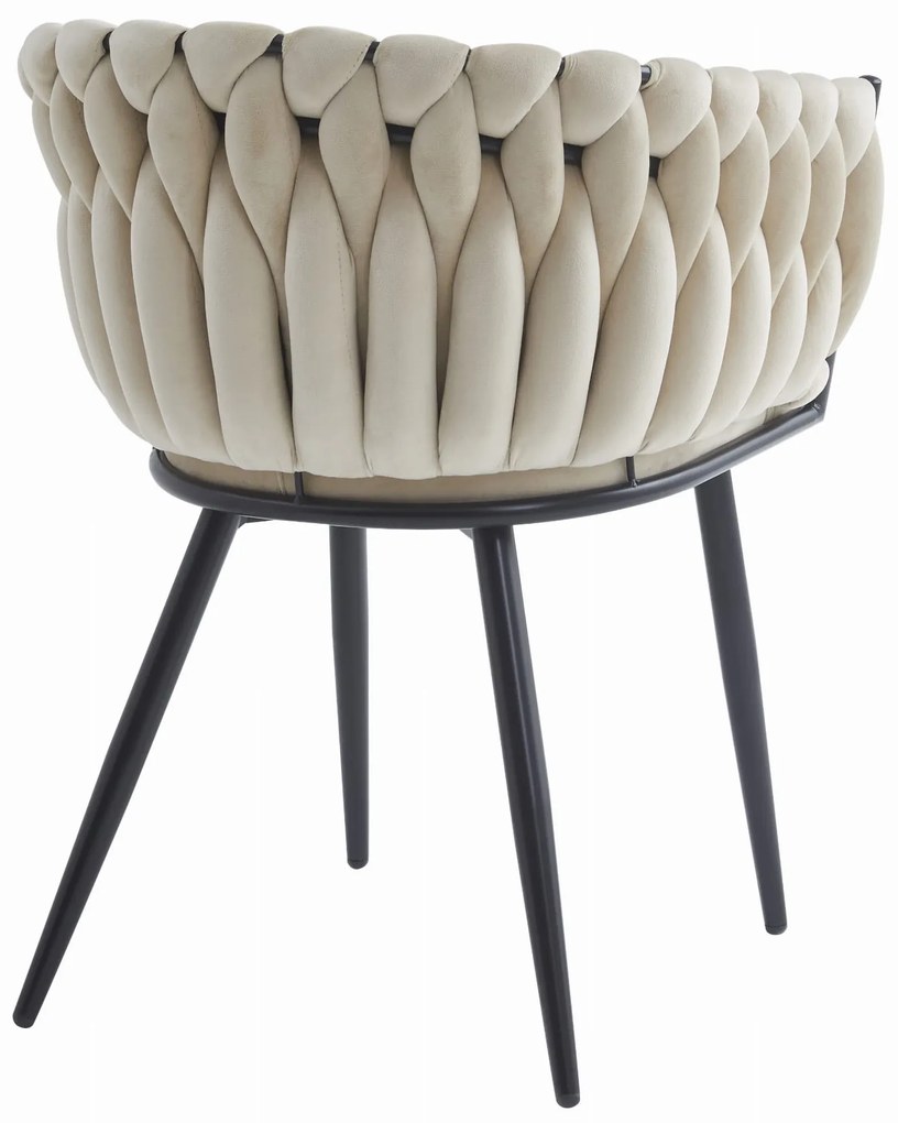 Aksamitne krzesło jadalniane ORION VELVET z czarnymi nogami, beżowe