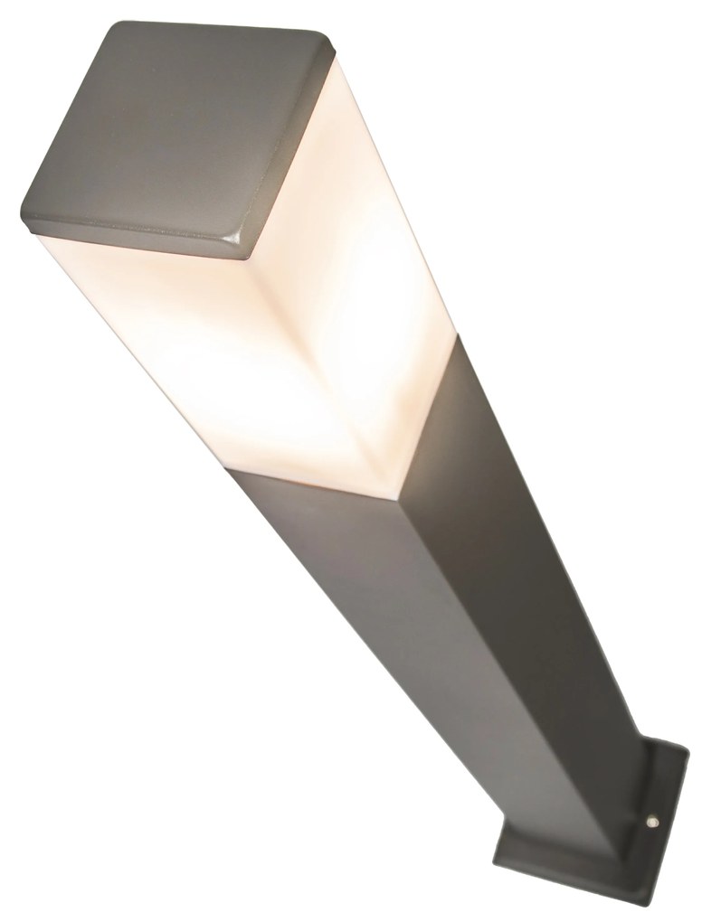 Zewnetrzna Nowoczesna lampa ogrodowa stojąca ciemnoszara z opalizującym szkłem 80 cm IP44 - Malios Nowoczesny Oswietlenie zewnetrzne