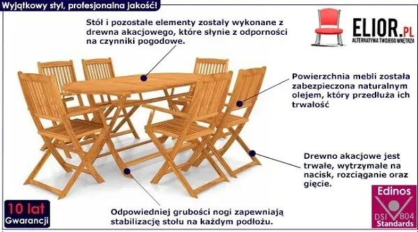7 cz. zestaw ogrodowy drewniany R1-A40