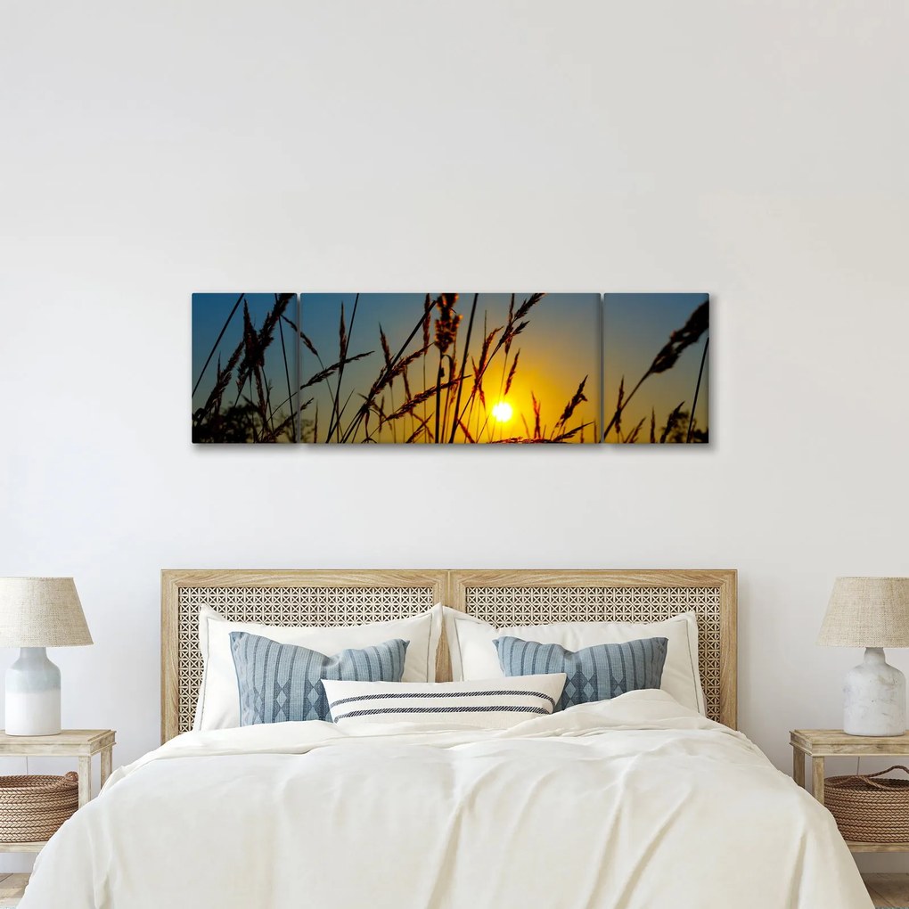 Obraz - Zachód słońca na łące (170x50 cm)