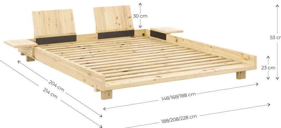 Brązowe łóżko dwuosobowe z litego drewna sosnowego ze stelażem 160x200 cm Social – Karup Design