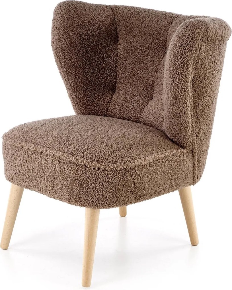 Fotel tapicerowany tkaniną typu baranek Mocca Halmar