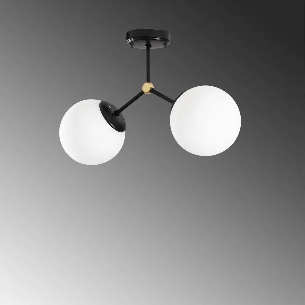 Czarno-biała lampa sufitowa ze szklanym kloszem 15x44 cm Damar – Opviq lights