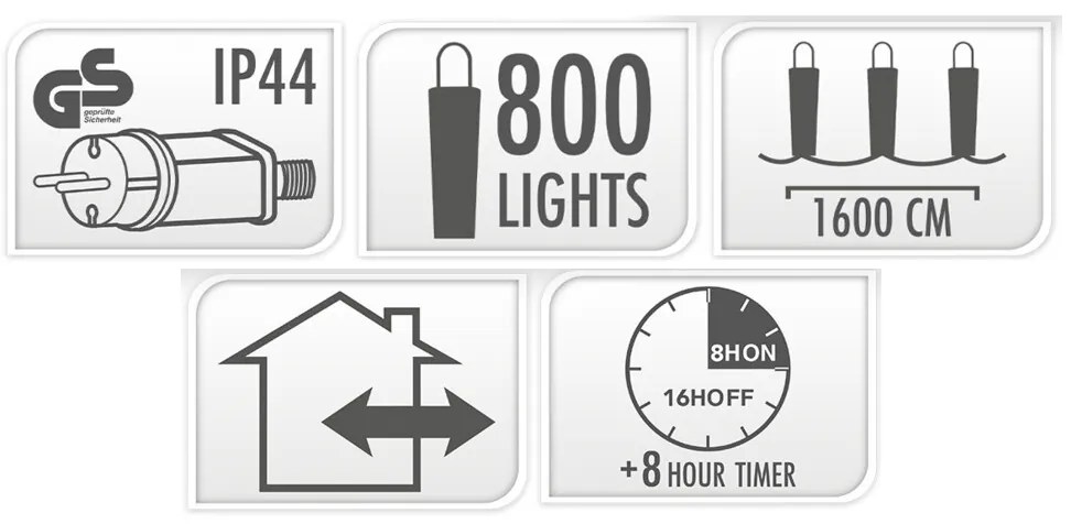 Lampki choinkowe LED z efektem bieżącej wody, 800 cm