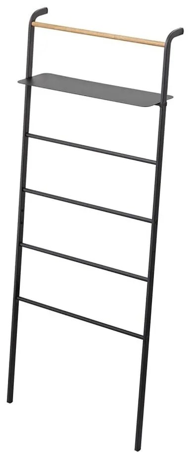 Czarny wieszak z półką YAMAZAKI Tower Ladder