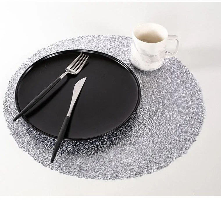 Mata stołowa w kolorze srebra Tiseco Home Studio, ⌀ 38 cm