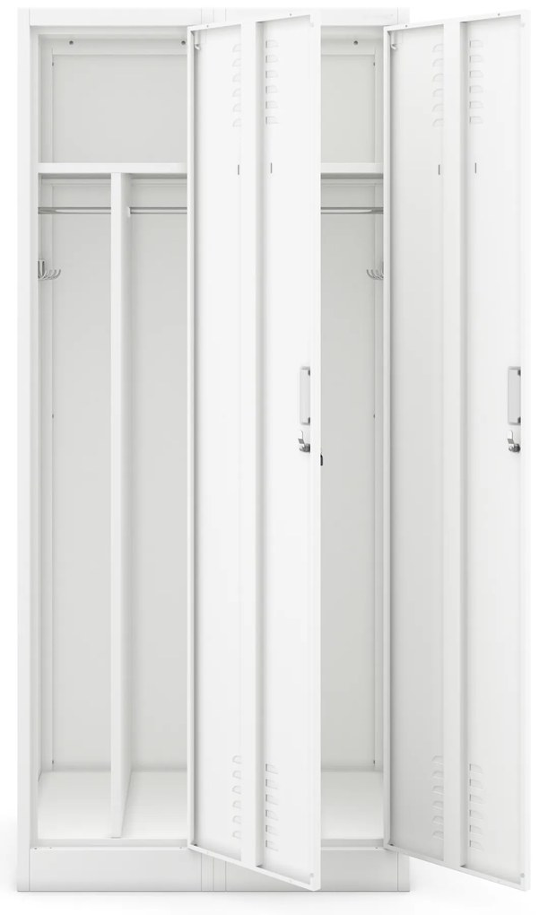 Szafka ubraniowa BHP biała: czterokomorowa KACPER, 800 x 1800 x 500 mm