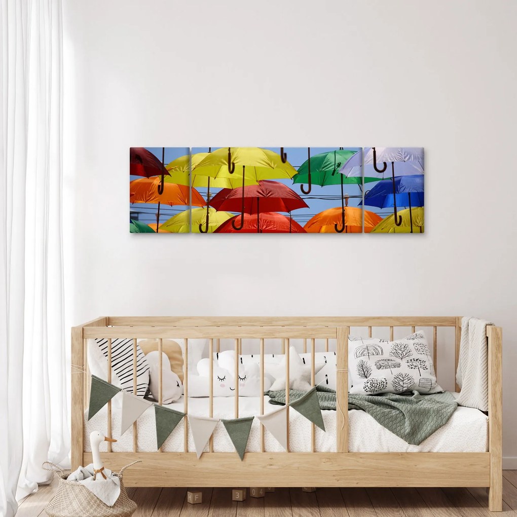 Obraz kolorowych parasoli (170x50 cm)