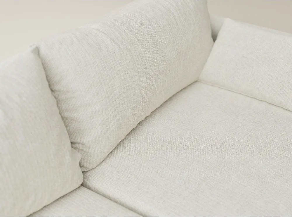 Kremowy rozkładany narożnik ze schowkiem z tkaniny szenilowej (lewostronny/z szezlongiem) Leon – Maison de Rêve