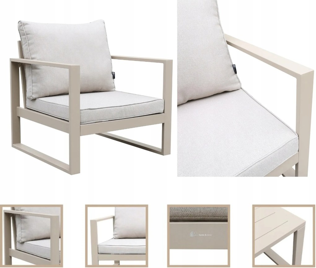 Beżowy zestaw mebli ogrodowych tarasowych 4 el. aluminiowych sofa, kanapa