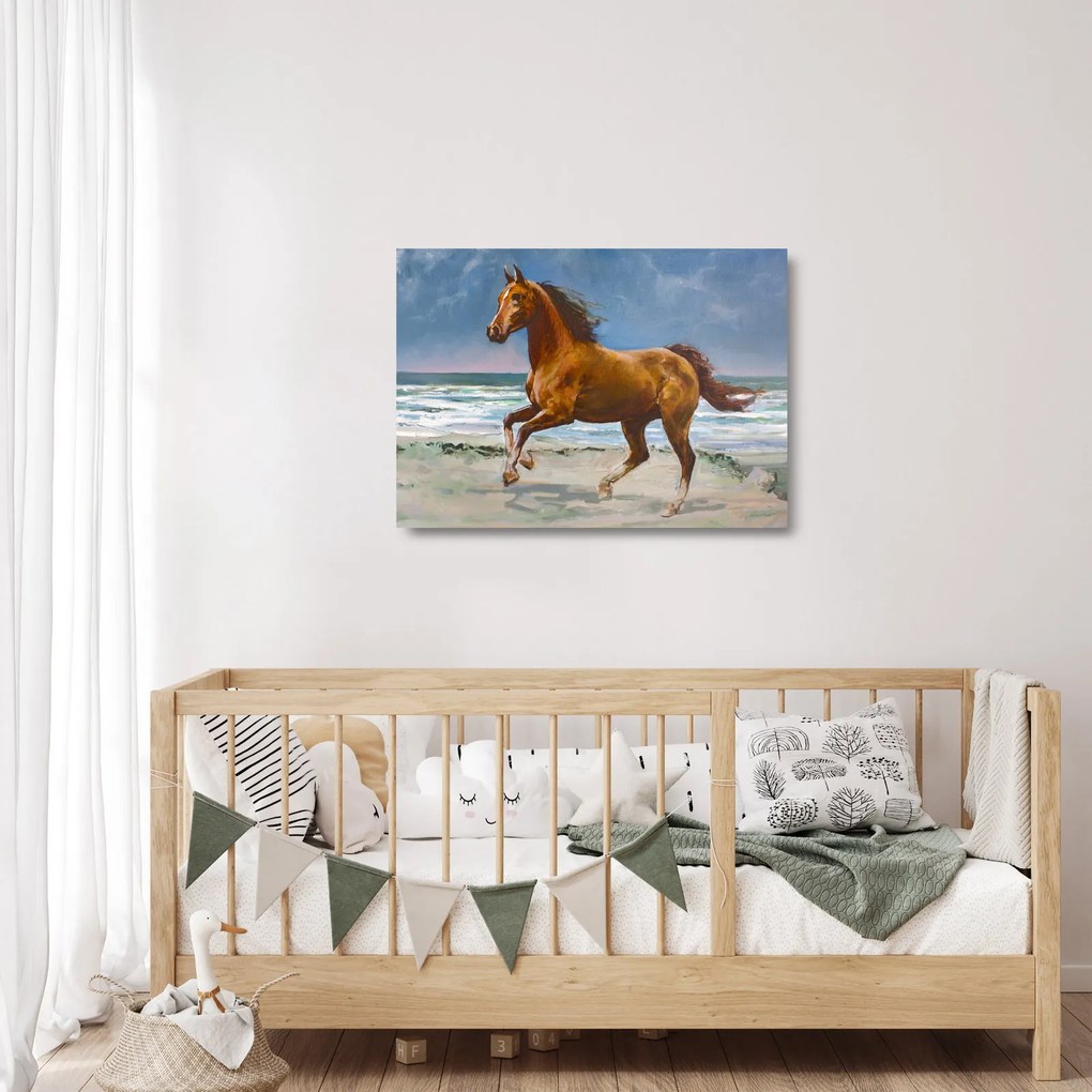 Obraz na szkle konia na plaży (70x50 cm)