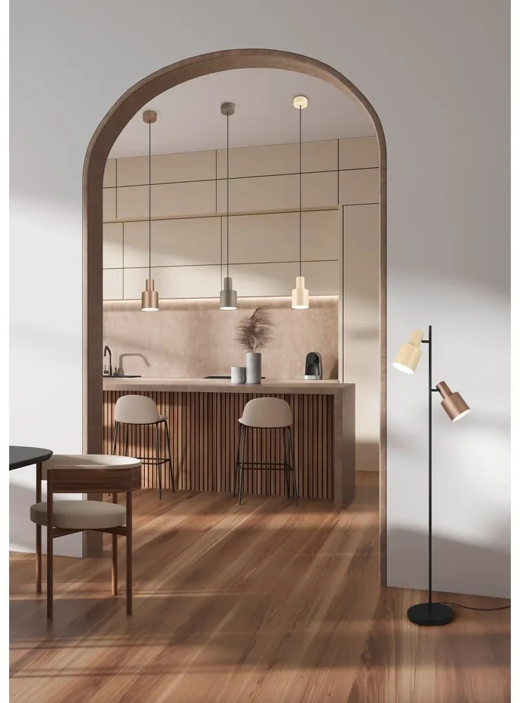 Brązowa lampa wisząca z metalowym kloszem ø 12 cm Agudo – Trio