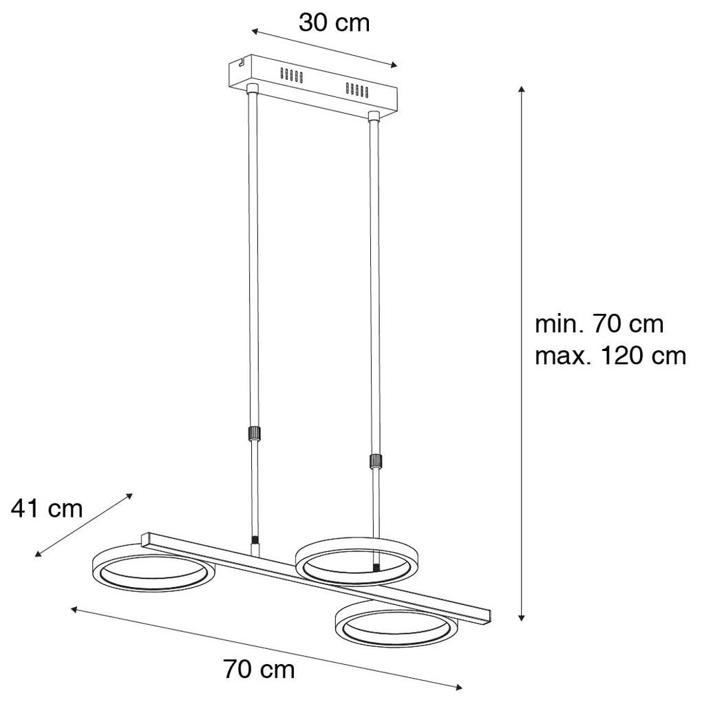 Nowoczesna lampa wisząca złota z LED 3-stopniowo ściemnialna 3-światłowa - Vivé