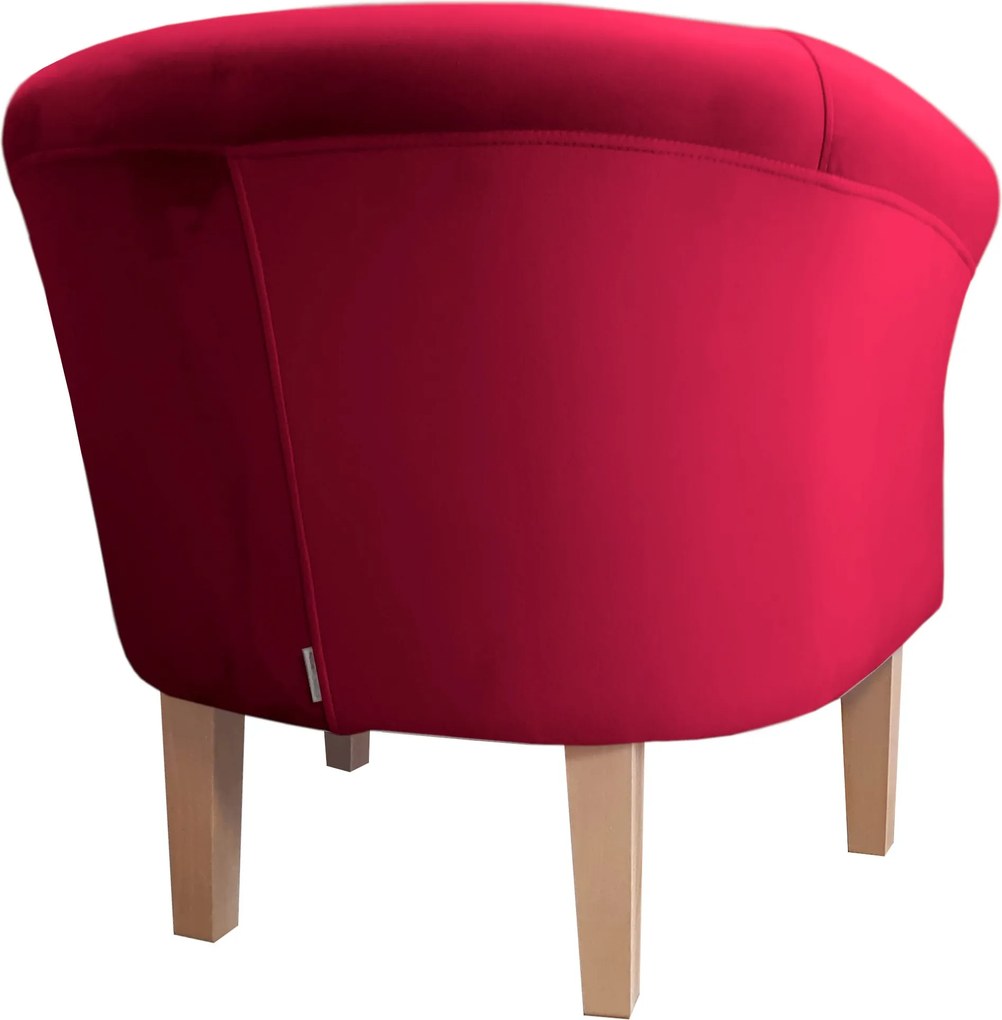 Fotel Milo tkanina Welur wygodny fotel tapicerowany do salonu i sypialni : Kolor nogi - Drewno, Kolor tkaniny - VELVET - MG31, Wysokość nogi - 20 cm