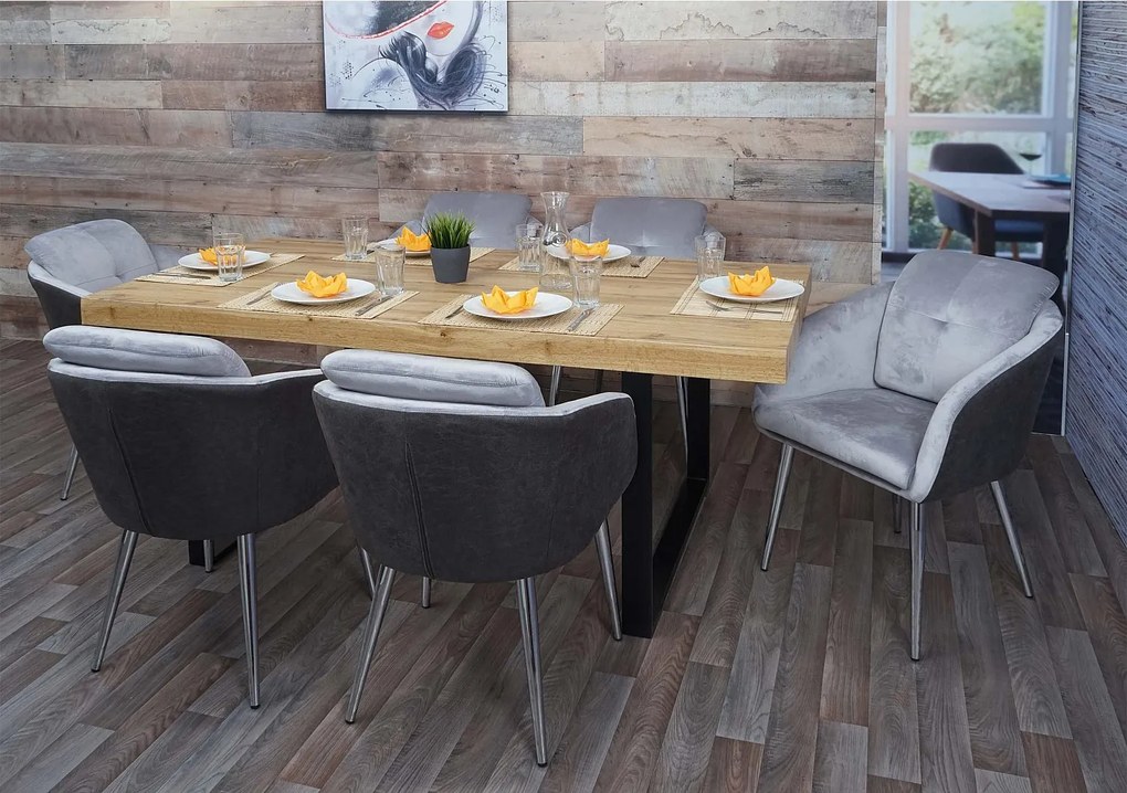 Krzesło do jadalni MCW-G48 (zestaw 6 sztuk),  szary