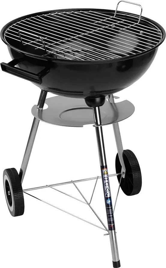 Okrągły czarny grill węglowy z pokrywą R1-T63