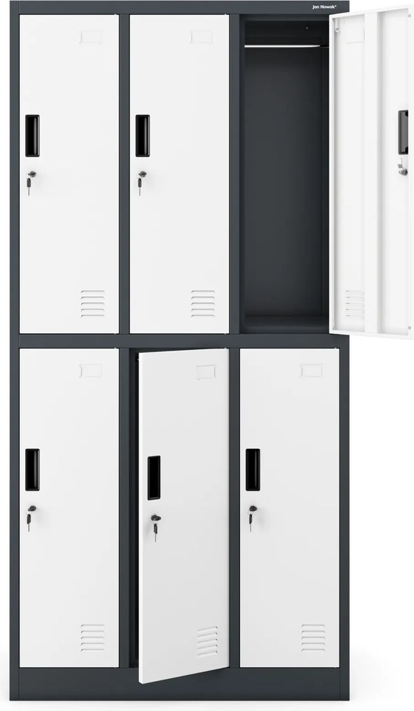Szafa socjalna 6-skrytkowa Igor 90x45x185 cm antracyt/biały