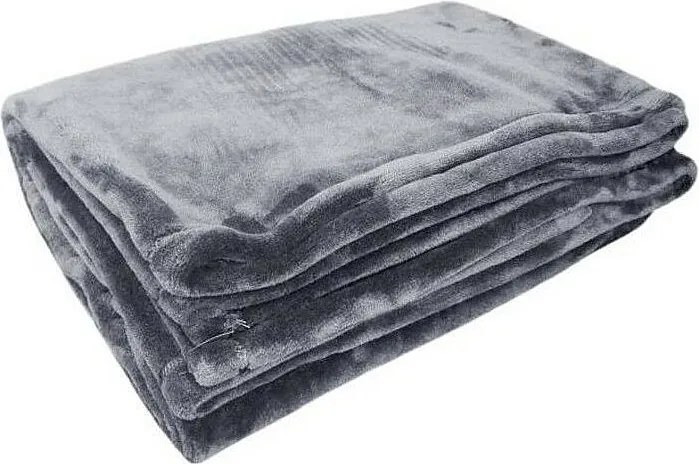 Szary koc mikropolarowy 220x240 cm z poliestru mikrofibry