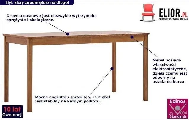 Miodowo-brązowy stół sosnowy – Elmor 2X