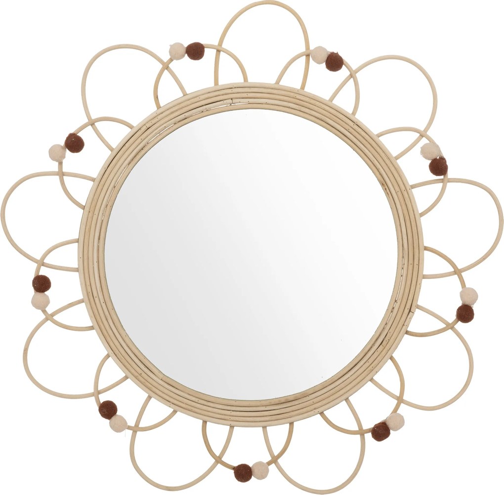 Lustro dekoracyjne CAMPAGNE w oprawie z rattanu, Ø 38 cm