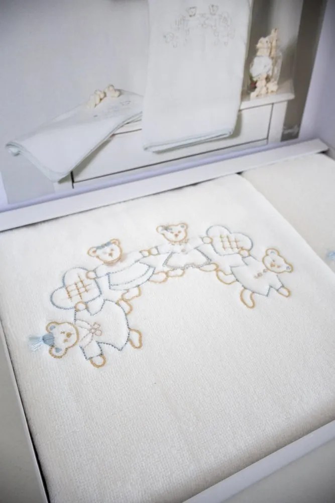 Podarunkowy zestaw ręczników dla dzieci FAMILY, 2 szt Śmietankowy / Różowy haft Zestaw (ręcznik 50x90cm, ręcznik 70x130cm)