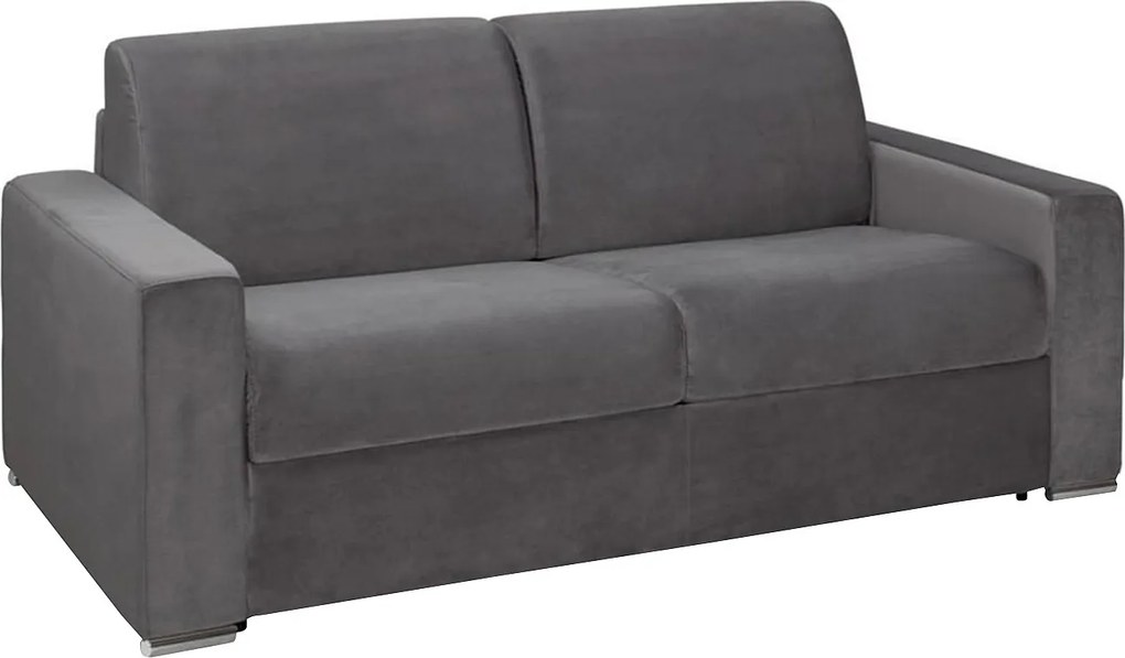 Kanapa 3-osobowa z ekspresowym mechanizmem rozkładania z weluru CALITO - Antracytowy - Wymiary miejsca do spania: 140 cm - Materac 16 cm z pamięcią kształtu