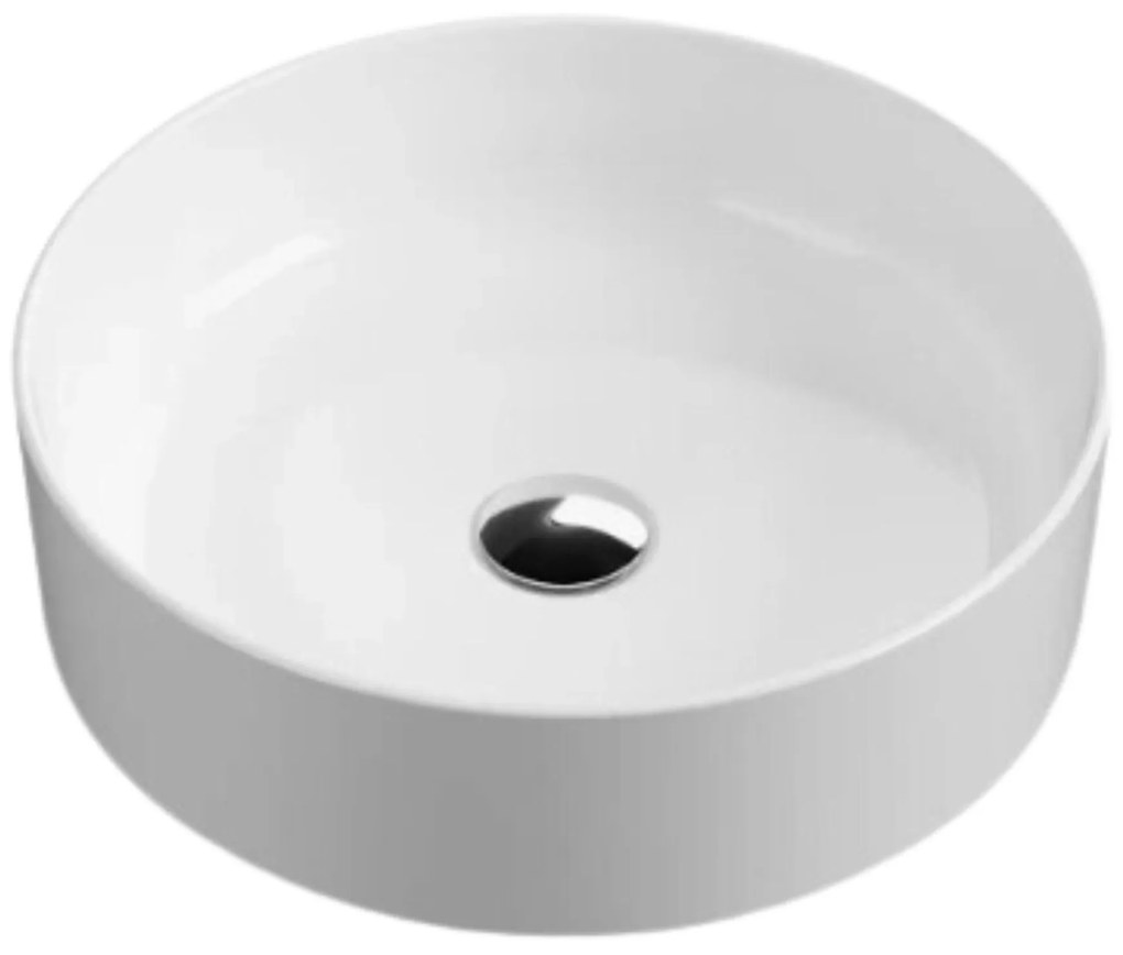 Umywalka ceramiczna nablatowa okrągła biała bez otworu na baterię 42 cm LERA White