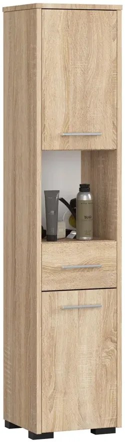 Regał łazienkowy z drzwiczkami i szufladą dąb sonoma R5-B02