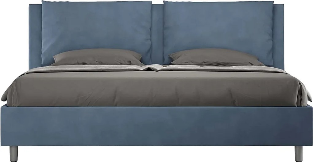 Łóżko bez stelaża tapicerowane 200x200 microfibra niebieski Antea