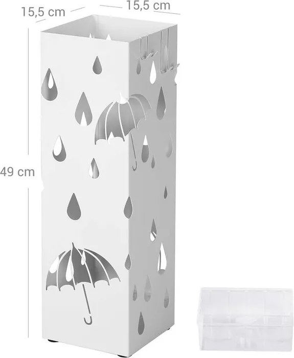 Stojak na parasole UMBRELLA, 15,5x15,5x49cm, biała SongmicsHome