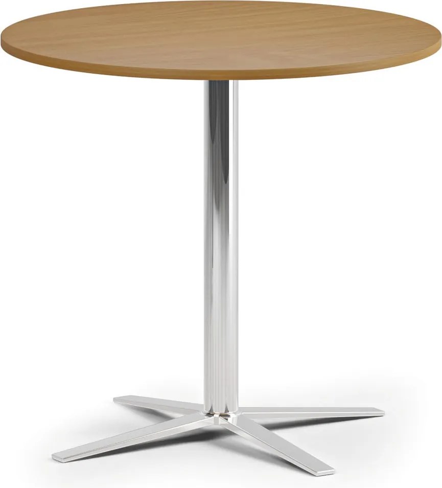 Stolik kawowy AURA, średnica 60 cm, chrom podstawa, buk