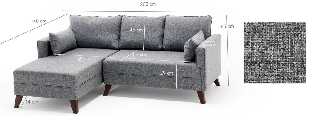 Sofa narożna Bella Narożnik Lewy 2 Szary