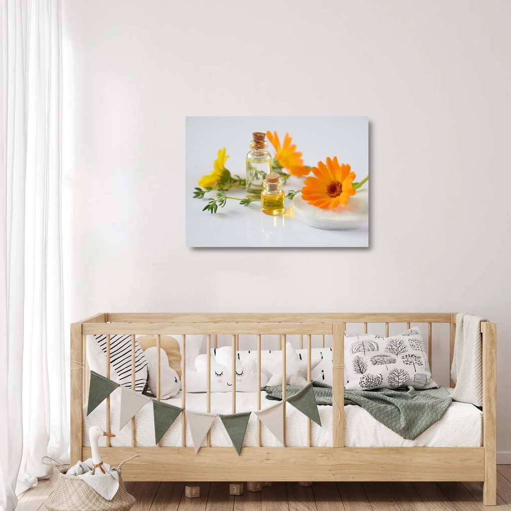 Obraz na szkle - pomarańczowe kwiaty (70x50 cm)